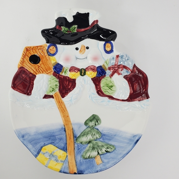 Ceramic Snowman Christmas Cookie Plate - Picture 4 of 5